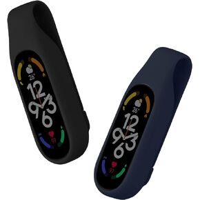 kwmobile 2X Clip Holders Compatible with Xiaomi Mi Band 7/6 / 5/4 - Clip-On Holder Replacement Set - Black/Dark Blue