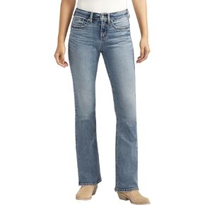 Silver Jeans Co. Women's Suki Mid Rise Curvy Fit Bootcut Jeans, Blue