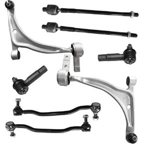 طقم تعليق أمامي 8 قطع، ذراع التحكم السفلي، وصلات كروية داخلية، قضيب ربط خارجي، مثبت، روابط شريط التأثير K620166، K90353، EV427، بديل لـ 2002-2006، ألتيما 2004-2008، ماكسيما، جميع الموديلات in Kuwait