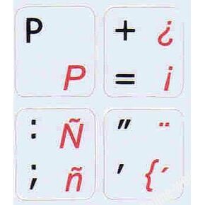Spanish Traditional English Keyboard Stickers with Non Transparent Grey Background for Computer LAPTOPS Desktop
