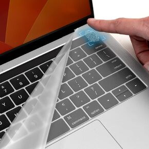 2-Pk Max Coverage for MacBook Pro 13 inch; Touch ID works thru it, Naked Feel & Look, Waterproof Touch and Keyboard Protection, Clear, GOS Keyboard Cap Pro for MacBook Pro 13 inch (2016-2024 models)