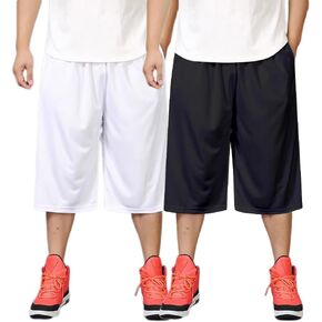 Men Basketball Shorts 2 Pack Lightweight Athletic Running Shorts Workout Gym Shorts