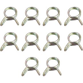 uxcell Double Wire Spring Hose Clamp, 10pcs 65Mn Steel 23mm Inner Dia Fit 24mm-25.3mm OD Hose Fuel Line Silicone Tube Spring Clips, Color Zinc Plated