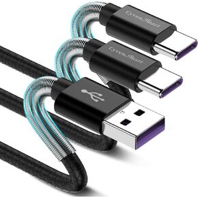 CyvenSmart USB Type C Cable 1ft, [2 Pack] USB A 2.0 to USB-C Fast Charger Durable TPE Cord Compatible with Samsung Galaxy A10/A20/A51/S10/S9/S8 Plus/Note 9/8,LG V50 V40 G8 G7 Thinq-Black