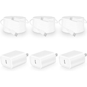 [معتمد من Apple MFi] شاحن iPhone شحن سريع، esbeecables 3 عبوات محول طاقة USB-C بقدرة 20 وات من النوع C + كابل 10FT من النوع C إلى Lightning لهاتف iPhone 14 13 12 11 Pro Max XS XR X SE iPad in Kuwait