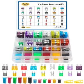 258 PCS Car Fuse Assortment Kit 2A 5A 10A 15A 20A 25A 30A 35A 40A Standard Mini Fuses 20A 30A 40A 50A 60A 80A Low Tall/STD Profile Box Fuses for Cars Trucks RVs Boat, with 2 PCS Fuse Puller