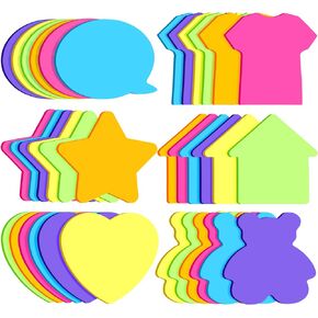 720 Pieces Colorful Shaped Sticky Notes 3 x 3 Inch Notes Bear Star Arrow Heart Shirt Self Sticky Note Pads for Office Reminders School Home, 6 Shapes, 6 Colors