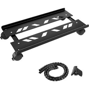 Metal Computer Tower Stand, Adjustable Mobile CPU Stand, Heavy Duty Steel PC Stand with 4 Rolling Caster Wheels, Under Desk Tower Mount, PC Floor Cart PC Riser for Gaming, Office PC Tower