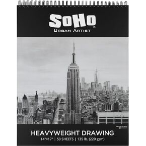 SoHo Urban Artist Hardcover Drawing Pad 8x10" - 135 lb. (220gsm) Drawing Paper Pads for Artists, Travel, Illustrations, & More! - Single