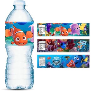 24PCS Finding Nemo Water Bottle Labels Stickers for Birthday Party Supplies, Finding Dory Party Favors for Kids Birthday Decorations in Kuwait