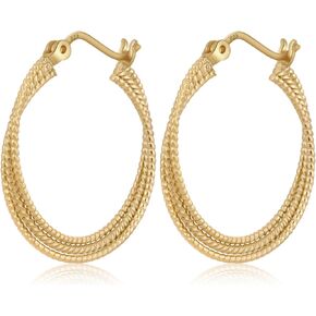 ToHeart 14k Gold Hoop Earrings for Womens Rectangle Hoop Earrings Gold Plated Small Hoops