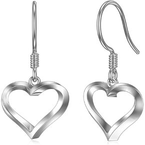 Sterling Silver Heart Dangle Drop Earrings with Crystal Leverback Earrings for Women Mom Wife Gifts for Mother's Day Birthday Anniversary