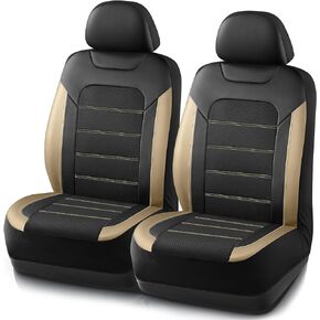 PIC AUTO Car Seat Covers, Premium Leather and Air Mesh Automotive Sports Seat Covers Full Set, Front and Rear Bench, Airbag Compatible Universal Fits Most Cars, SUVs, Trucks and Vans (Black & Gray)