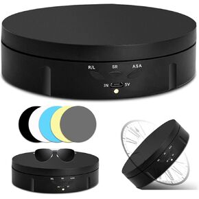 Rotating Display Stand, 360 Degree Electric Rotating Turntable for Photography Products Display, Jewelry, Watch, 3D Models, Cake and Collectibles, 22lb Load (White 5.7in + 5 Backdrop) in Kuwait
