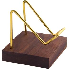Adjustable Brass Crystal Display Stand with Walnut Base Mineral Specimens Display Stand Rock Display Easel Metal Display Holder for Stones Geodes Fossils Spheres Agate Slices L/Tripod