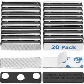 Premium Name Tag Magnets (20 Pack, 1.75 x 0.5 inches), Stronghold Neodymium Magnets, Secure Magnetic Backing for Name Tags and ID Badges by KapStrom