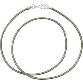Sterling Silver 1.8mm Fine Metallic Gray Leather Cord Necklace - Any Length