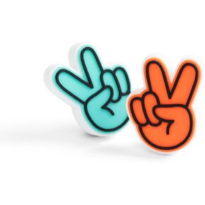 Soolla Needle Rubbers - 2-Pack, Pottery Needle Tool Protectors, Sharp Ceramics Tool Tips, Orange & Blue Peace Signs