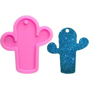 Shiny Glossy Plants Cactus Shape Silicone Molds for DIY Craft Keychain Polymer Clay Mold Necklace Epoxy Pendant Jewellery Resin Crafting Making Backpack Cake Decoration Fondant Mould