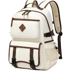 Laptop Backpack 15 -17 Inch for Women Men Large College Bookbag Elementary Middle High School Bag for Kids Teens Girls Boys Student Waterproof Travel Backpacks Book Rucksack Work Daypack Beige