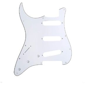 Musiclily 11 Hole Left Handed Strat Guitar Pickguard SSS Scratch Plate for USA/Mexican Fender Standard ST Stratocaster Standard Guitar Replacement, Glossy Black 3 Ply