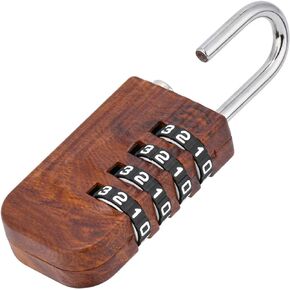 Locker Lock, 4 Digit Resettable Combination Gym Padlock, Mini Padlock, Wide Use for Bag, Small Box, Drawer, School (1, Log)