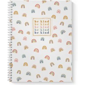 Be Kind Modern Rainbow Spiral Notebook / 8.5" x 11" Journal / 120 Wide Ruled Pages/Durable Gloss Laminated Softcover/White Wire-o Spiral Binding/Made in the USA