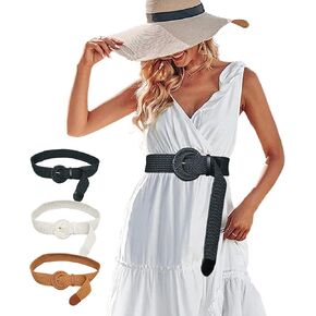 النساء المنسوجة أحزمة وسط واسعة القش بوهو حزام السيدات مضفر الرافية حزام لفساتين التنانير دائرة مشبك حزام الروطان in Kuwait