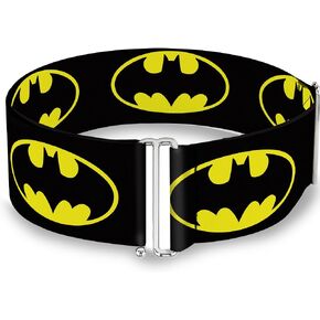 DC Comics Belt, Cinch Belt Batman Shield Black Yellow, 3.0 Inch Wide, Adjustable
