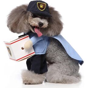 Funny Costumes Pet Suit, Cute and Adorable Pet Mail Carrier Costume Hoodie Coat for Birthdays Role Playing for Christmas Halloween(XL)