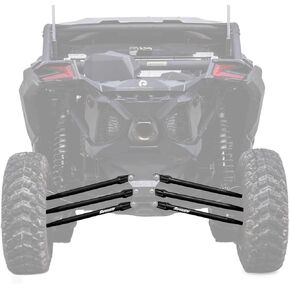 SuperATV.com Heavy Duty Round Tube Rear Radius Arms/Rods for Can-Am Maverick X3 64" Turbo/X RC/X MR/X DS/MAX (See Fitment Below) - Complete 6 Rod Kit - Black