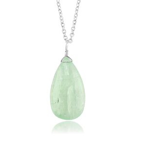 CRYSTALIS Natural Aqua Kyanite Gemstone Pendant Necklace, High Grade Polished Pear Crystal, Chakra Healing Cabochon, Gift Giving Women Jewelry, Dainty 925 Sterling Silver Chain 18 inch