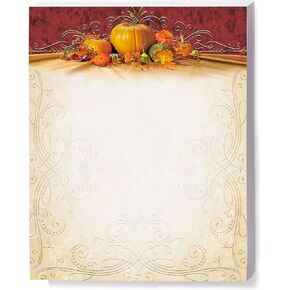 Paperdirect Luxurious Thanksgiving Pumpkin Gourds Autumn Fall Colorful Theme Paper Stationery, Border Paper, Letterhead 8.5 x 11, 25 sheets, Elegant Premium Writing Paper Decorative Printer Paper