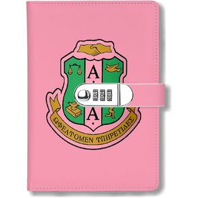 Sisterhood Gift Sorority Paraphernalia A5 Locking Journal Faux Lined Pink and Green Sorority Gift for Women Sister Graduation Sorority Gifts (Sorority Style 1)