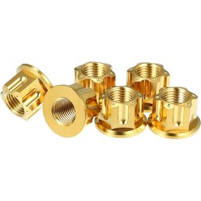 X AUTOHAUX 6pcs Titanium Alloy M10 Pitch 1.25mm Flange Bolt Nut for Bicycle Motorcycle Rear Wheel Axle Sprocket Car Modification Accessories Blue