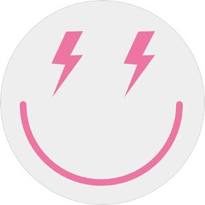 Preppy Room Decor Smiley Face Mirror - 11.8" Aesthetic Wall-Mounted Mirror for Teen Girls Bedroom, Wall Decor and Dressing Table -Easy to Install (Pink Lightning)