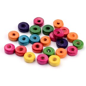 Craftdady 200Pcs Natural Flat Round Wood Spacer Beads 6x3mm Mixed Colors Wooden Loose Beads for Jewelry Making Hole: 2mm