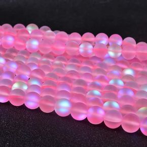 60PCS 6mm Natural Blue Mystic Aura Quartz Gemstone Frosted Matte Titanium Round Loose Spacer Beads 15 inch Full Strand Crystal Healing Power Quartz