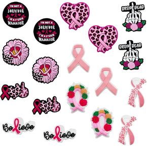 18 Pcs Prevention and Treatment of Breast Cancer Silicone Focal Bead Cute Loose Beads Accessory for DIY Keychains Bracelet Necklace Pens Lanyard Making in Kuwait