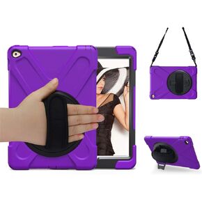 iPad Air 2 Case for Kids 9.7 Inch (2014 Release) with Stand Strap | Heavy Duty Rugged Rubber Protective Cover Case for iPad Air 2nd Generation A1566 A1567, Black