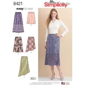 Simplicity US8421U5 Easy to Sew Women's Standard Fit and Asymmetrical Skirt Sewing Patterns, Sizes 16-24