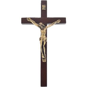 White Deer 6 3/4" Wood Cross with Crucifix (Black)