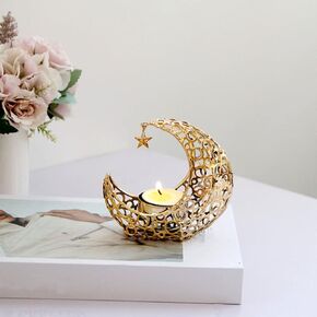 Uonlytech Tealight Candle Holder Metal Candle Holder Banquet Party Supplies Household Moon Star Candle Holder