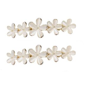 2Pcs Golden Flower Opal Hair Clips Gold Sparkly Wedding Barrettes Fancy Hair Pins Valentines Wedding Prom Engagement Birthday Decorative Accessories for Women Girls Thick Fine Hair,Clips and Barrettes