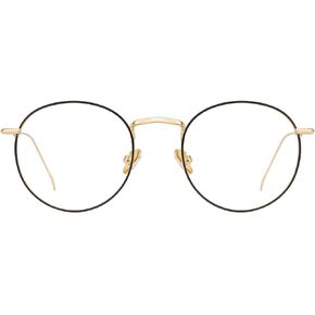 TIJN Blue Light Glasses for Woman Man,Clear Bluelight Blocking Glasses for Computer Screen,Lightweight Metal Round Frame,Henk