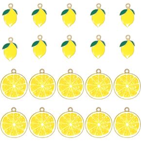 yueton 20PCS Enamel Alloy Charms Pendant Dainty Yellow Lemon Pendants Cute Fruit Food Tiny Pendants Bead Charms for Keychains, Earrings, Bracelets, Necklaces, Jewelry Making and DIY Crafts