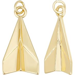 Beebeecraft 1 Box Airplane Charms 18K Gold Plated Cubic Zirconia Plane Airplanes Flight Aircraft Airline Transport