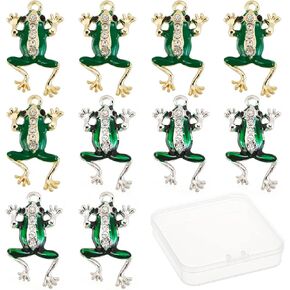 SUNNYCLUE 20 Pcs Frog Charms Rhinestone Green Enamel Frog Charm Animal Lucky Micro Pave Golden Silver Frogs Charm Bulk for Jewelry Making Charm Keychain Bracelets Necklace Accessories Craft Supplies