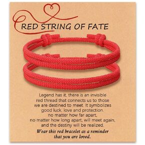 2 Pieces Matching Couple Bracelets for Anniversary Gifts Good Luck Bracelet for Vows of Eternal Love Long Distance Relationship Bracelet for Boyfriend Girlfriend (red)