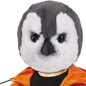PartyHop Cute Baby Penguin Mask Grey Plush Animal Latex Full Head Realistic Masks Fancy Dress Costume for Halloween Party Carnival Parade